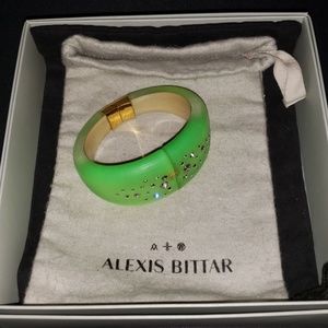 Alexis Bittar Lucite Green Hinged Bracelet